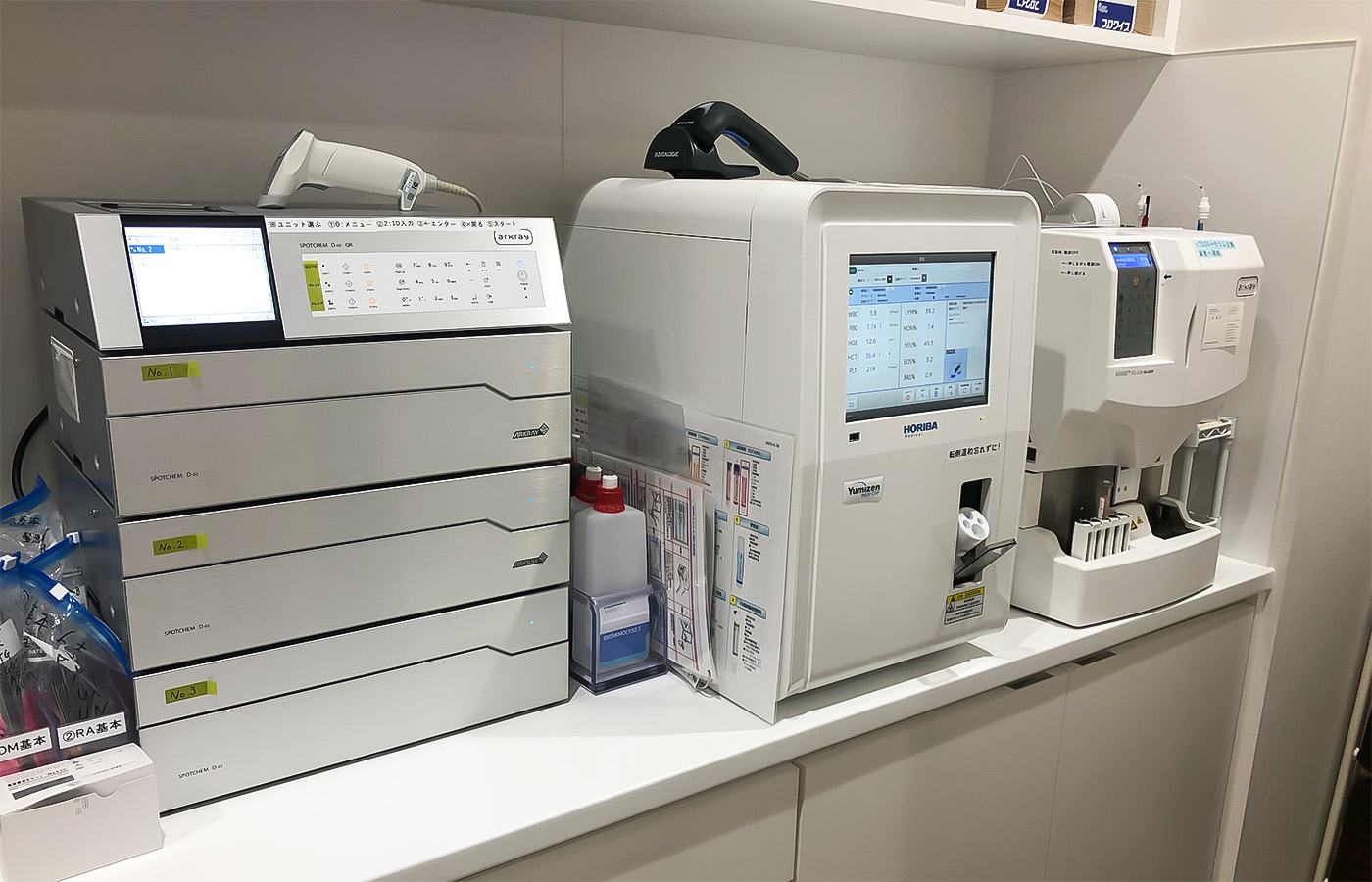院内血液検査：血球、CRP、生化学
